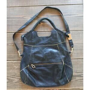 Foley + Corinna Handbag Womens Large Black Leather Mid City Tote Hobo Crossbody